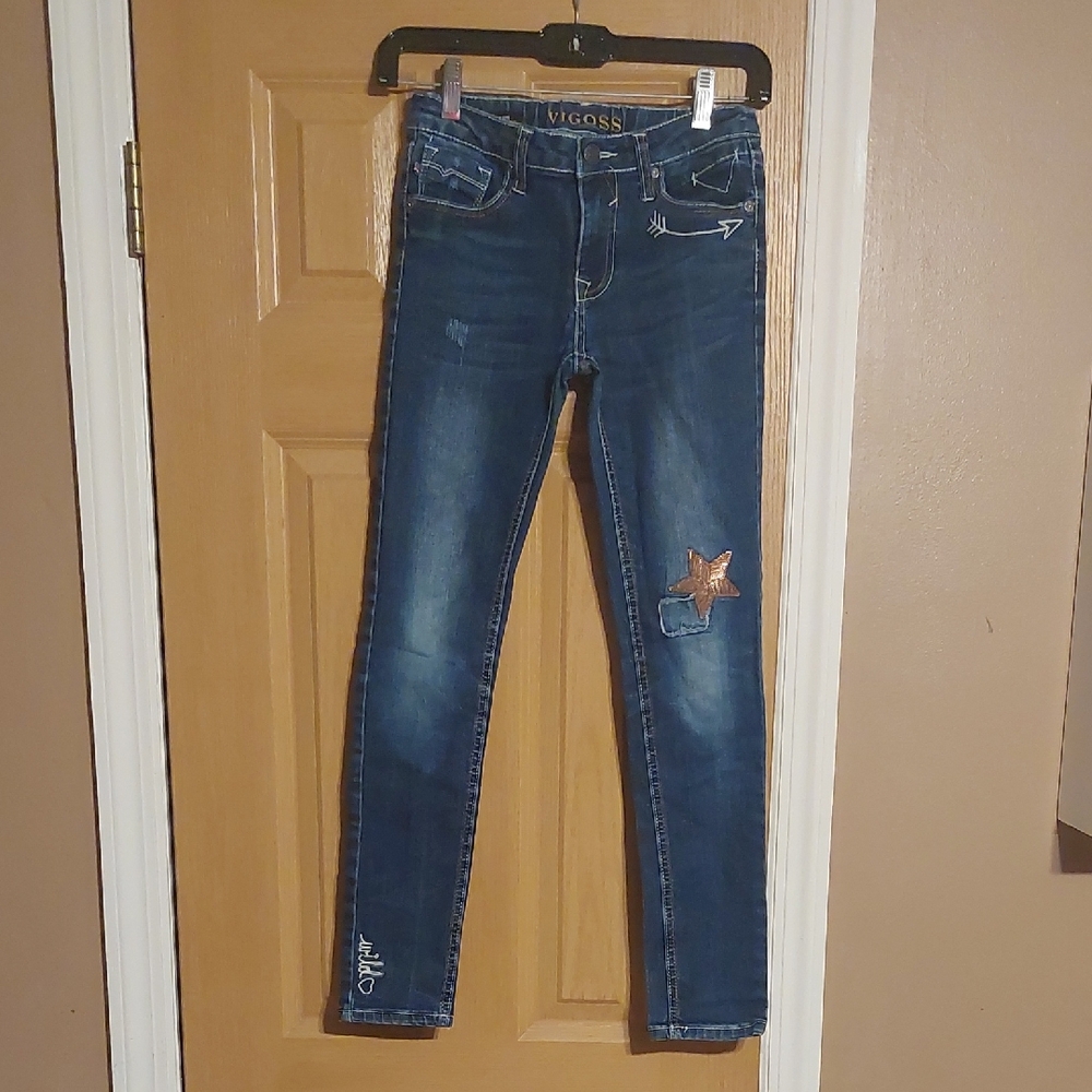 Vigoss Girls Dark Blue Skinny Jeans with Star Detail